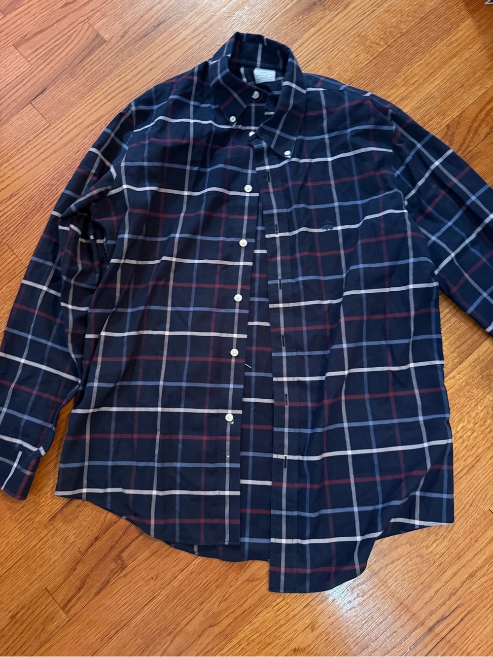 Brooks Brothers Men's Navy Plaid Button-Down Shirt
